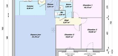 Terrain et maison à Sorgues en Vaucluse (84) de 83 m² à vendre au prix de 266000€ - 3