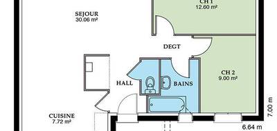 Terrain et maison à Mehun-sur-Yèvre en Cher (18) de 89 m² à vendre au prix de 177128€ - 3