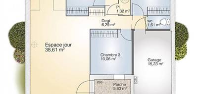 Terrain et maison à Saint-Chaptes en Gard (30) de 83 m² à vendre au prix de 251000€ - 4