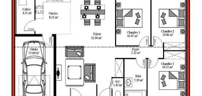 Terrain et maison à Clermont en Landes (40) de 88 m² à vendre au prix de 211500€ - 3