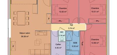 Terrain et maison à Veigné en Indre-et-Loire (37) de 84 m² à vendre au prix de 266200€ - 4