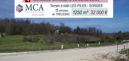 Terrain à Sorges et Ligueux en Périgord en Dordogne (24) de 1250 m² à vendre au prix de 32000€