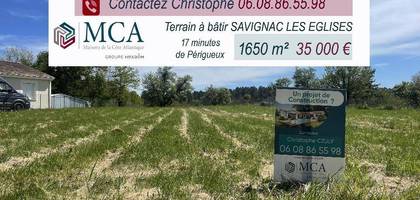 Terrain à Savignac-les-Églises en Dordogne (24) de 1650 m² à vendre au prix de 35000€
