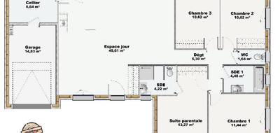 Terrain et maison à Saint-Avertin en Indre-et-Loire (37) de 113 m² à vendre au prix de 404550€ - 4