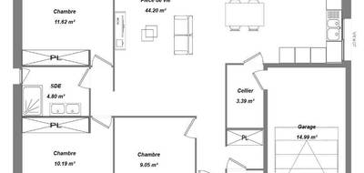 Terrain et maison à Saint-Laurent-en-Gâtines en Indre-et-Loire (37) de 80 m² à vendre au prix de 221200€ - 1