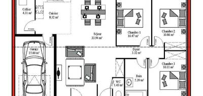 Terrain et maison à Belin-Béliet en Gironde (33) de 88 m² à vendre au prix de 280000€ - 3