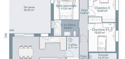 Terrain et maison à Mons en Haute-Garonne (31) de 110 m² à vendre au prix de 442110€ - 4