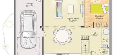 Terrain et maison à Bosc-le-Hard en Seine-Maritime (76) de 76 m² à vendre au prix de 185600€ - 4