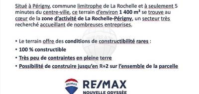 Terrain à Périgny en Charente-Maritime (17) de 1400 m² à vendre au prix de 366000€ - 2