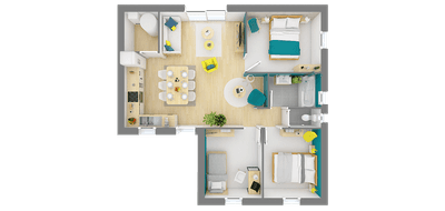 Terrain et maison à Monthodon en Indre-et-Loire (37) de 72 m² à vendre au prix de 174566€ - 4